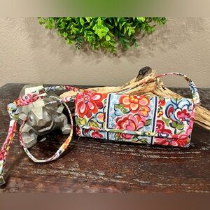 VERA BRADLEY HOPE GARDEN SLEEK WALLET CROSSBODY FLORAL BAG